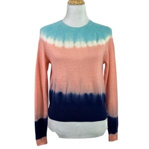 CRUSH Dip Dyed Cropped 100% Cardigan Sweater Size 1 (Size XS) Blue, Pink, Ivory